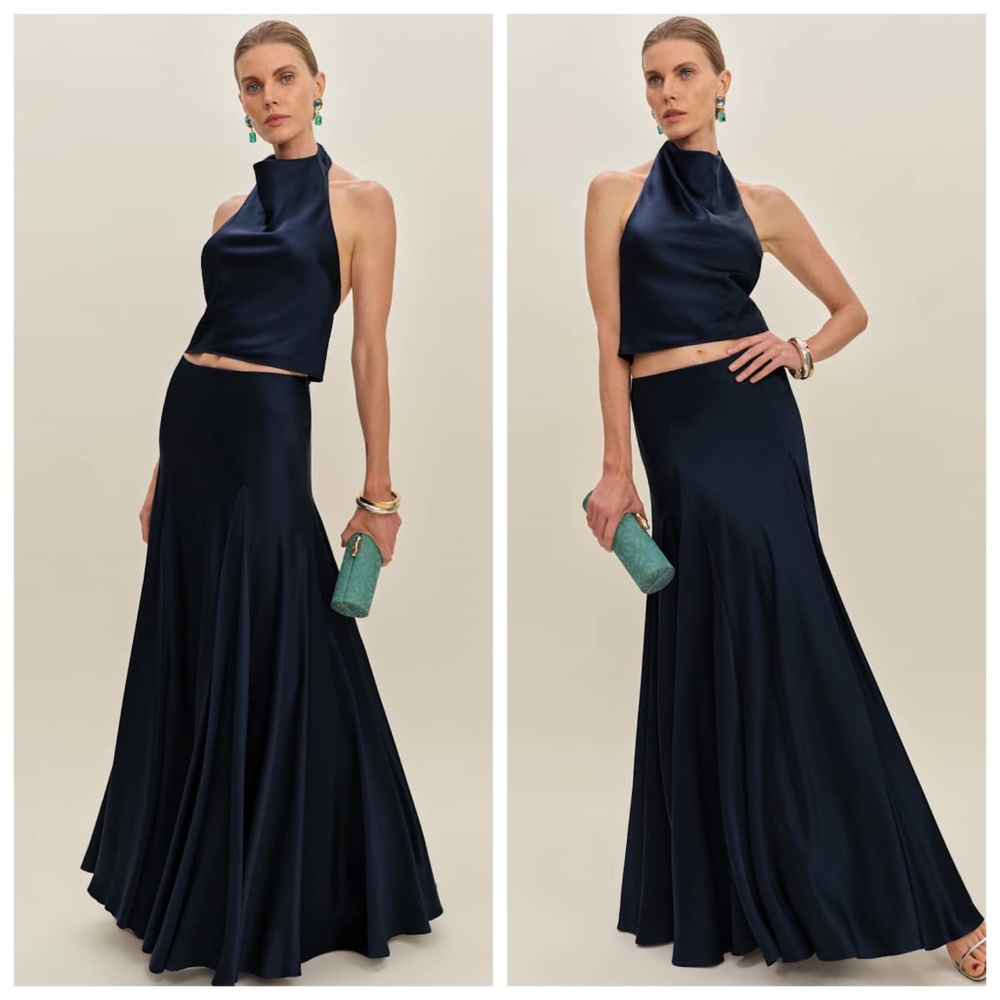 Reformation Midnight Blue Halter Maxi Dress